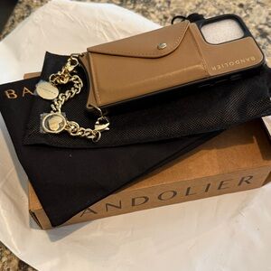 SOLD Bandolier iPhone 12 Pro Brown Case Gold MAYA WRISTLET